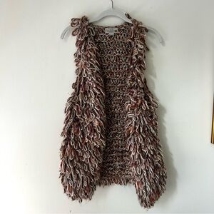 Anthro Hand Knit by Dollie Chunky Knit Vest with Fringe
